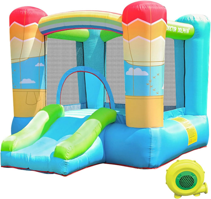 Doctor Dolphin Inflatable house for children, inflatable house with blower for indoors and outdoors, inflatable gorilla for children's parties (hot air globe theme) 