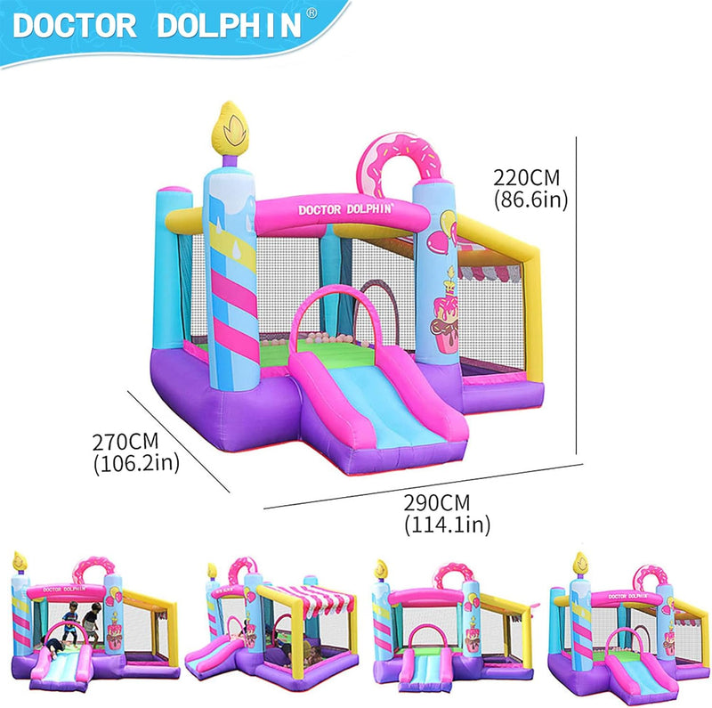 Doctor Dolphin Inflatable house for children, inflatable house with blower for indoors and outdoors, inflatable gorilla for children's parties (hot air globe theme) 