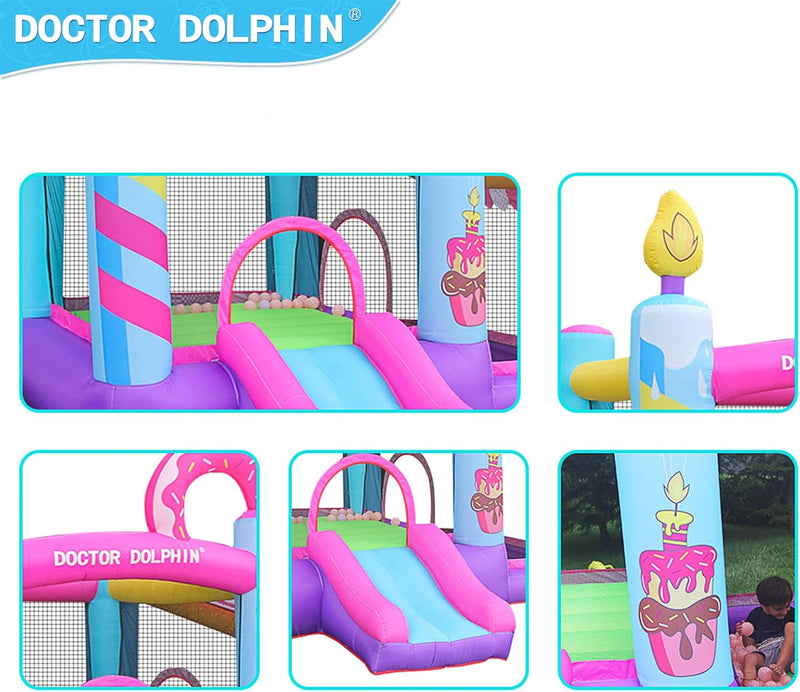 Doctor Dolphin Inflatable house for children, inflatable house with blower for indoors and outdoors, inflatable gorilla for children's parties (hot air globe theme) 