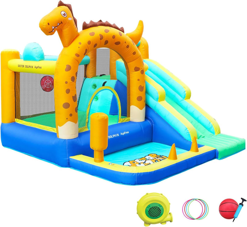 Doctor Dolphin Inflatable house for children, inflatable house with blower for indoors and outdoors, inflatable gorilla for children's parties (hot air globe theme) 