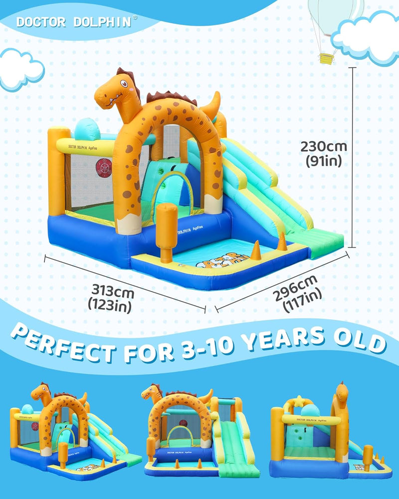 Doctor Dolphin Inflatable house for children, inflatable house with blower for indoors and outdoors, inflatable gorilla for children's parties (hot air globe theme) 