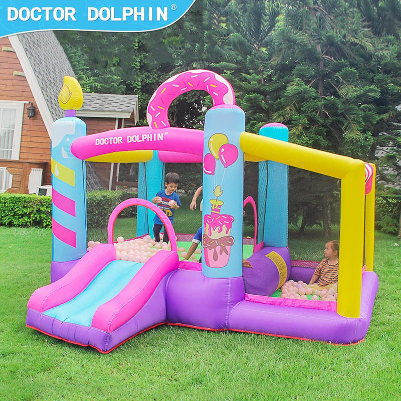 Doctor Dolphin Inflatable house for children, inflatable house with blower for indoors and outdoors, inflatable gorilla for children's parties (hot air globe theme) 
