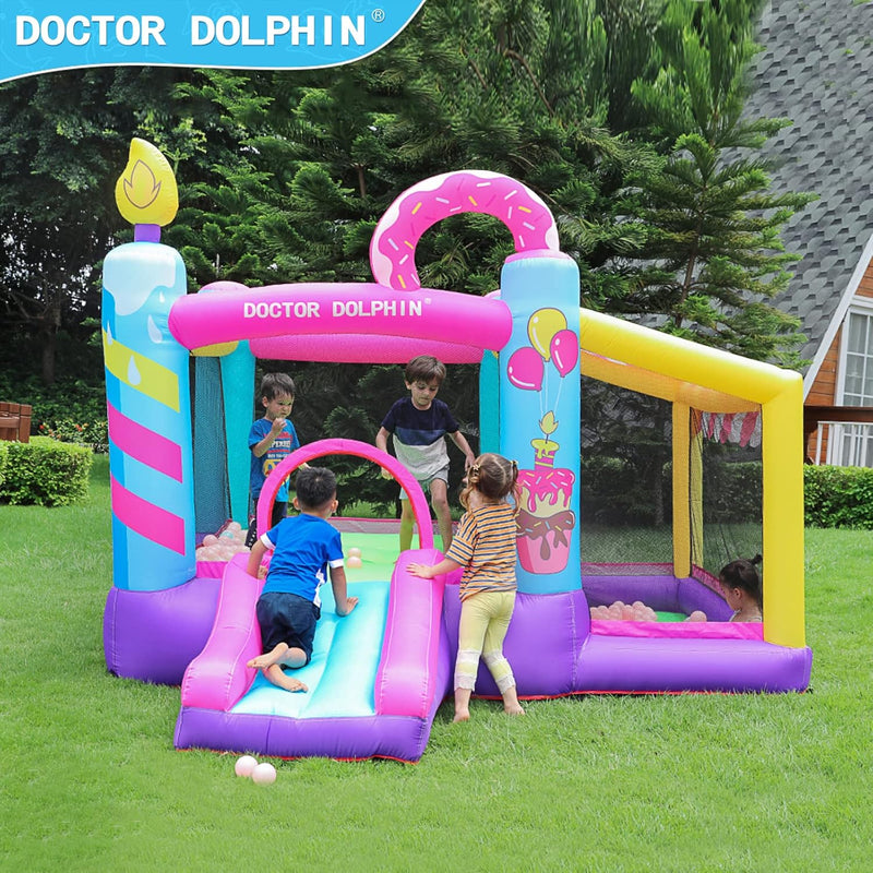Doctor Dolphin Inflatable house for children, inflatable house with blower for indoors and outdoors, inflatable gorilla for children's parties (hot air globe theme) 