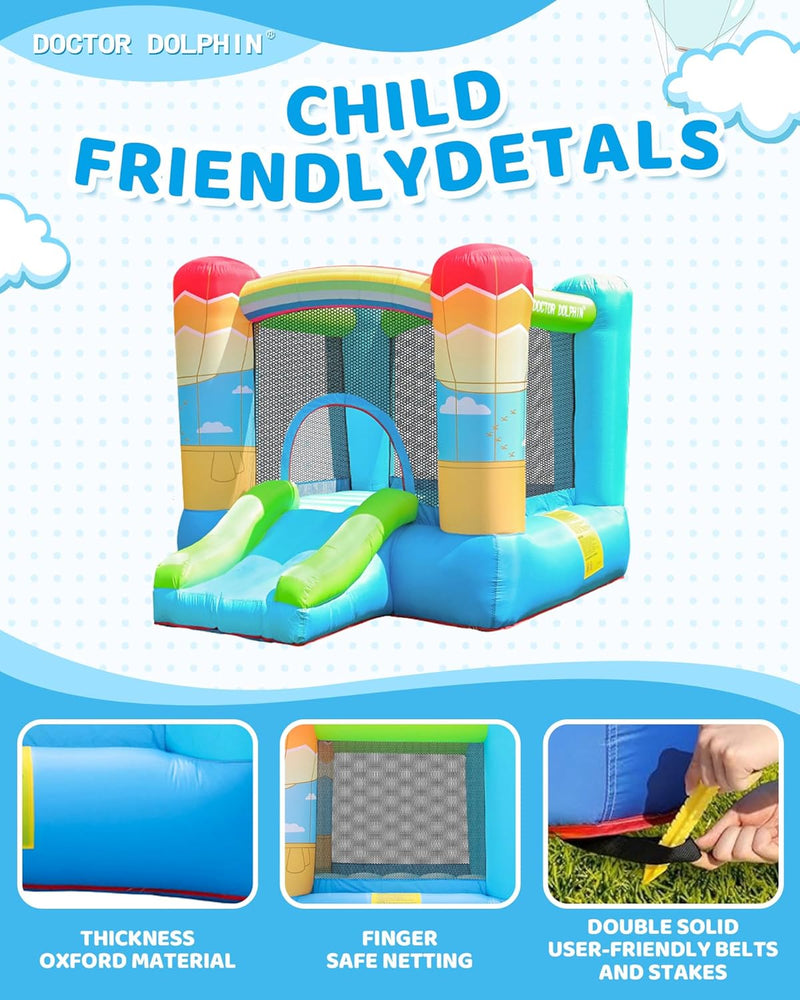 Doctor Dolphin Inflatable house for children, inflatable house with blower for indoors and outdoors, inflatable gorilla for children's parties (hot air globe theme) 