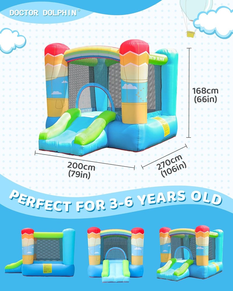 Doctor Dolphin Inflatable house for children, inflatable house with blower for indoors and outdoors, inflatable gorilla for children's parties (hot air globe theme) 