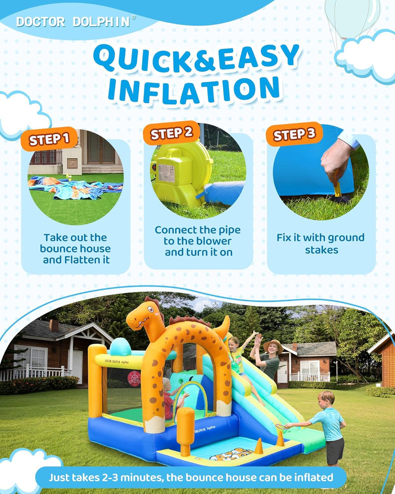Doctor Dolphin Inflatable house for children, inflatable house with blower for indoors and outdoors, inflatable gorilla for children's parties (hot air globe theme) 