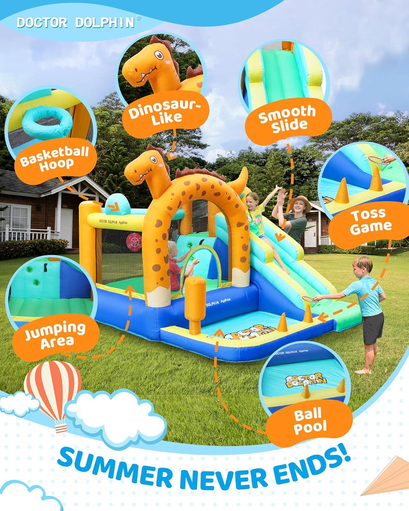 Doctor Dolphin Inflatable house for children, inflatable house with blower for indoors and outdoors, inflatable gorilla for children's parties (hot air globe theme) 