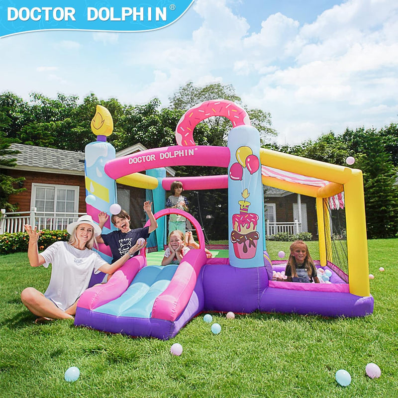 Doctor Dolphin Inflatable house for children, inflatable house with blower for indoors and outdoors, inflatable gorilla for children's parties (hot air globe theme) 