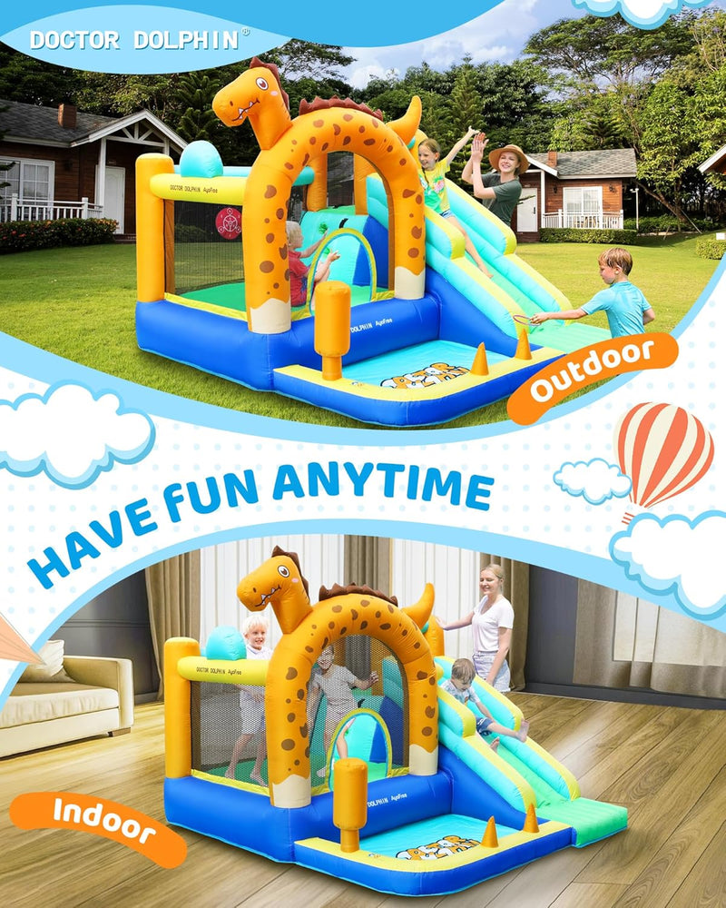 Doctor Dolphin Inflatable house for children, inflatable house with blower for indoors and outdoors, inflatable gorilla for children's parties (hot air globe theme) 