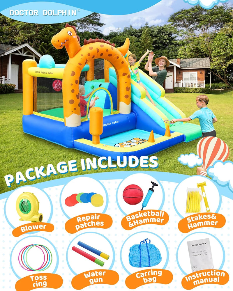 Doctor Dolphin Inflatable house for children, inflatable house with blower for indoors and outdoors, inflatable gorilla for children's parties (hot air globe theme) 