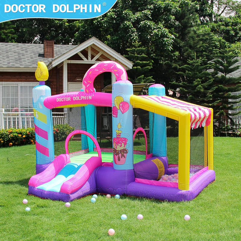 Doctor Dolphin Inflatable house for children, inflatable house with blower for indoors and outdoors, inflatable gorilla for children's parties (hot air globe theme) 