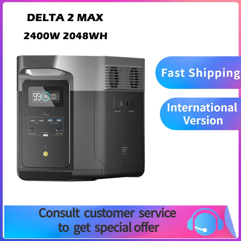 EcoFlow DELTA 2 Max – 2048Wh, 3000W, Portable Solar Generator 