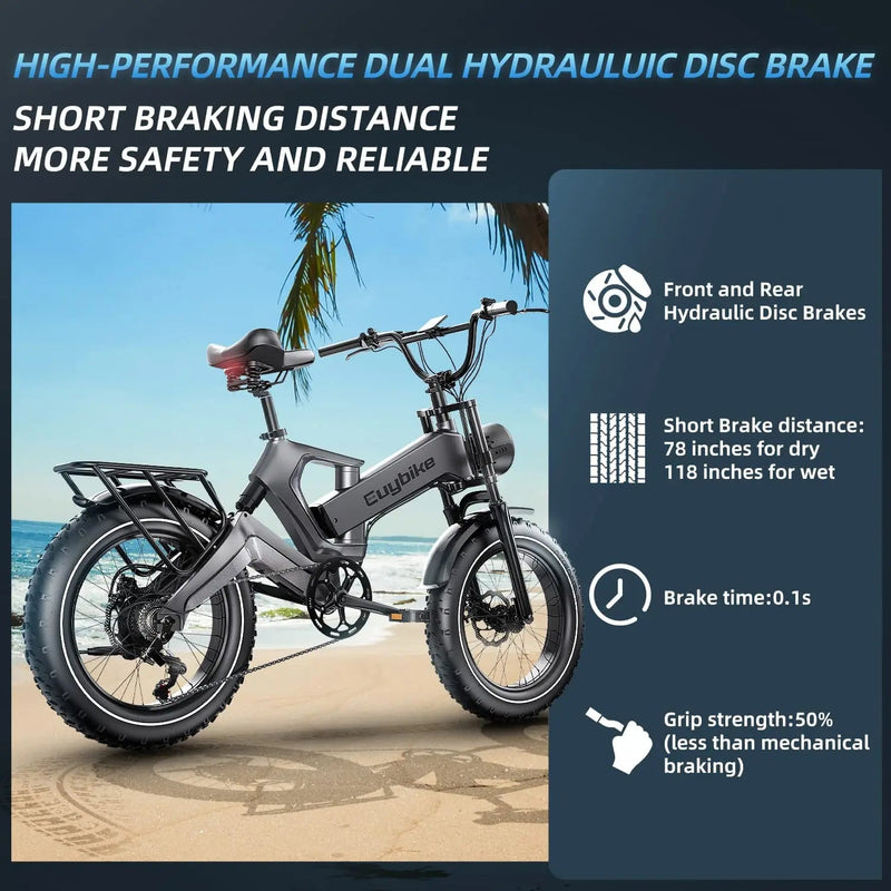 EUY Fat Tire Ebike – 1000W, 48V Battery, Shimano 8-Speed, All-Terrain 