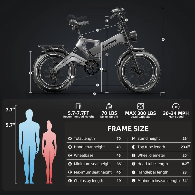 EUY Fat Tire Ebike – 1000W, 48V Battery, Shimano 8-Speed, All-Terrain 